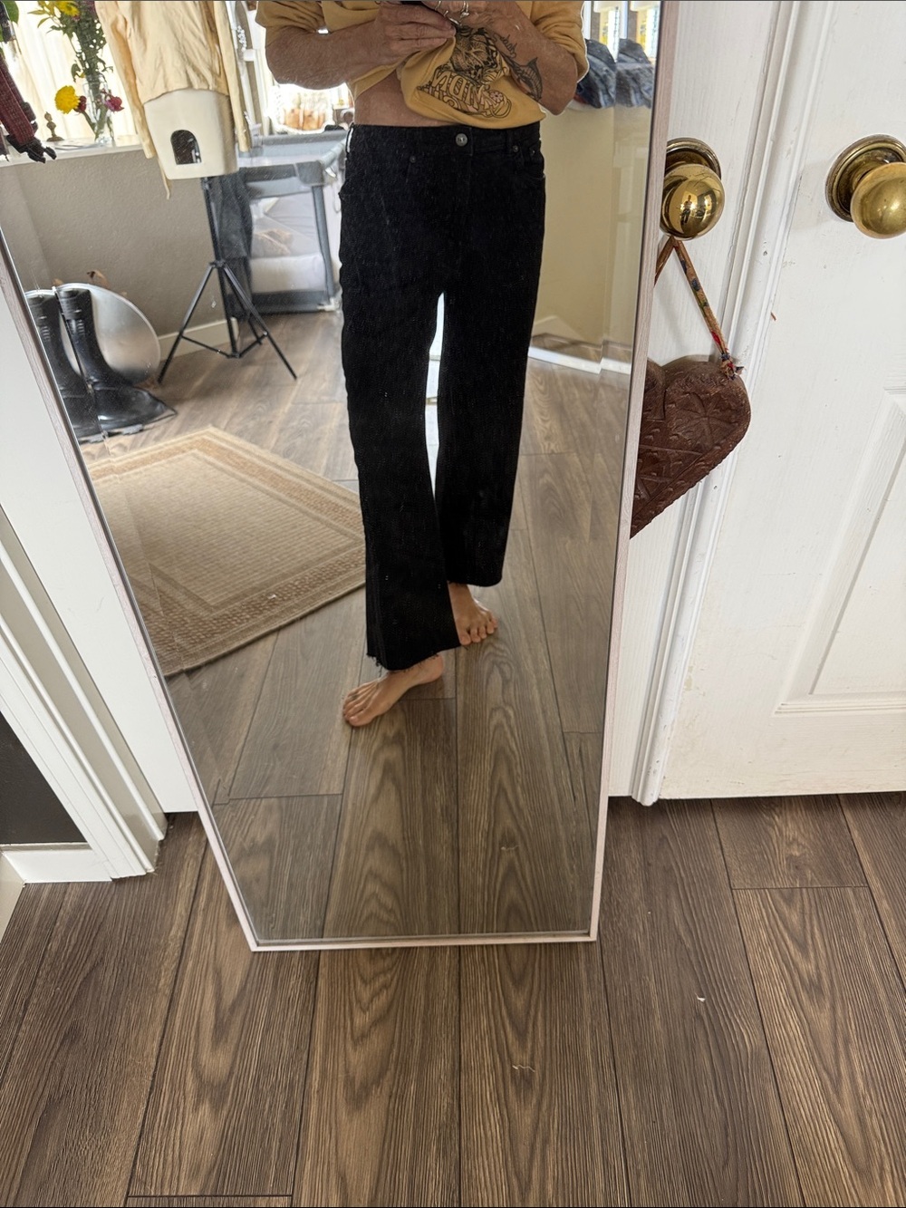 Reformation black wide leg jeans